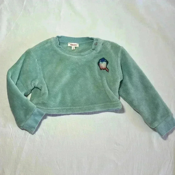 Catimini - plush pullover sweater  with embroidered bird. Size 2 - Picture 1 of 4